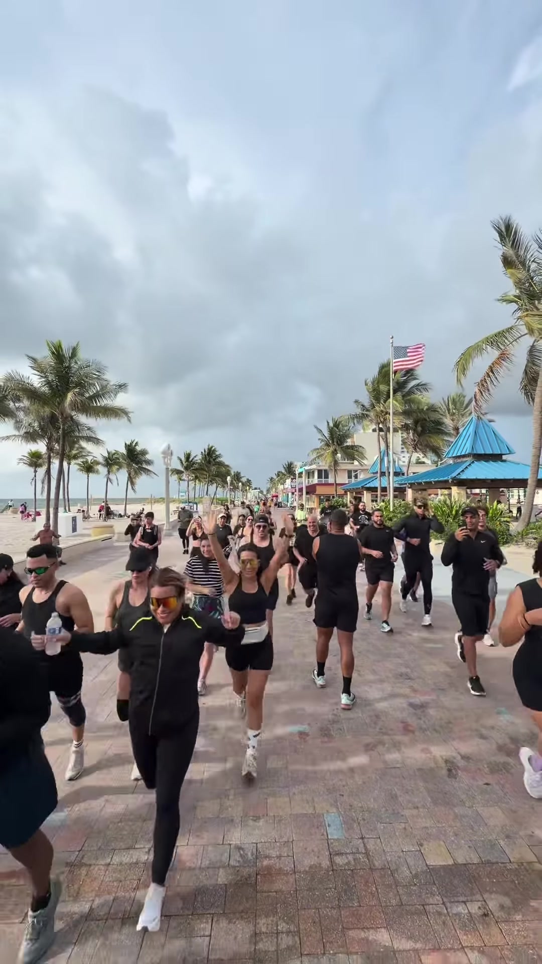 The club filling the boardwalk on a Saturday run